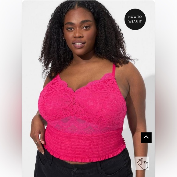 torrid Other - 🐬 2/$80 Torrid lace smocked crop top, NWT, 3X peacock pink